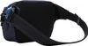 A close-up view of the back of a navy blue hip pack, showing the padded back panel and adjustable strap. Produktbild-Vorschau