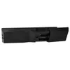 A black remote control with its battery compartment open, showing the battery slots. Produktbild-Vorschau