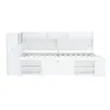 A white wooden bed frame with integrated shelving and storage units. Podgląd zdjęcia produktu