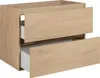 A wooden bathroom vanity cabinet with two drawers, one partially open. Podgląd zdjęcia produktu