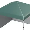 A close-up view of the top and side of a green pop-up canopy tent with gray side walls. Produktbild-Vorschau