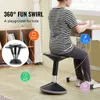 A young person sitting at a desk on a wobble stool, with graphics highlighting features. Náhľad obrázku produktu