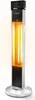 A tall, silver and black infrared patio heater with glowing orange heating elements, standing on a circular silver base against a white background. Produktbild-Vorschau