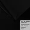 A black fabric with a label showing product details. Produktbild-Vorschau
