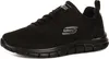 A black Skechers shoe is shown from the side against a white background. Voir les images du produit