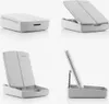 A collage of four images showing a white makeup organizer with a mirror from different angles. Podgląd zdjęcia produktu