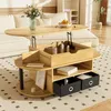 A modern living room with a coffee table in the center, placed on a patterned rug in front of a sofa. Produktbild-Vorschau