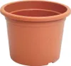 A terracotta-colored plastic plant pot with a decorative swirl pattern around the middle. Náhľad obrázku produktu