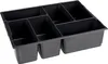 A black plastic organizer with multiple compartments. Náhled obrázku produktu
