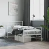 Postel s čelem a nohou kovová bílá 90x200 cm Náhled obrázku produktu 2