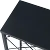 A close-up view of the top corner of a black wine rack with a metal frame. Podgląd zdjęcia produktu