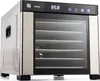 A stainless steel food dehydrator with multiple trays and a glass door, shown from a front-side angle on a white background. Podgląd zdjęcia produktu