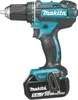 A cordless drill with a battery pack attached, shown against a white background. Produktbild-Vorschau