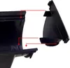 A close-up view of a black drainage system component, likely a corner piece or end cap, with red arrows indicating connection points. Produktbild-Vorschau