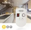 A gas detector is shown in a modern kitchen setting, with icons indicating gas detection, sound level, and EU compliance. Náhľad obrázku produktu
