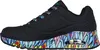 A side view of a black sneaker with a colorful, graffiti-style sole. Náhled obrázku produktu