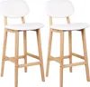 Two white bar stools with wooden legs are shown against a white background. Produktbild-Vorschau