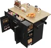 Moderne schwarze Kücheninsel mit Holzoptik. Produktbild-Vorschau 2