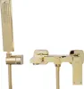 A gold-colored bathtub faucet and showerhead are shown against a white background. Produktbild-Vorschau