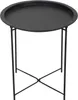 A black metal side table with a round tray top and an X-shaped base. Produktbild-Vorschau