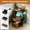 Comodino COSTWAY, tavolino con illuminazione a LED, 2 Anteprima dell’immagine prodotto 6