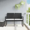 Panca da giardino a 2 posti con cuscini in rattan PP nero Anteprima dell’immagine prodotto 2