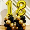 Ballons - Zum 18 Geburtstag - Goldfarbene Folienzahlen - Produktbild-Vorschau 2
