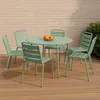 Runder Gartentisch und 6 Metallstühle Salbeigrün - Oviala Produktbild-Vorschau 2