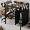 A loft bed with a desk and wardrobe, set up in a room. Náhled obrázku produktu