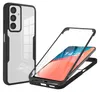 A clear product shot of a phone case, with a phone inside, against a white background. Produktbild-Vorschau