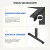 A collage showing details of a desk frame, specifically focusing on rubber feet for stability and control of wobbling. Podgląd zdjęcia produktu