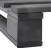 Close-up view of the corner of a wooden pallet bed frame. Produktbild-Vorschau