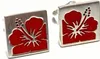 Hibiskusblüten Ohrstecker 925/- Silber matt rot Lack Produktbild-Vorschau 1