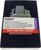 A Zippo arc lighter insert is shown in its packaging with product details listed. Produktbild-Vorschau