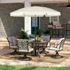 An outdoor patio scene with a dining set and umbrella. Produktbild-Vorschau
