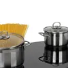 Two pots are on a black stovetop, one filled with spaghetti. Náhľad obrázku produktu
