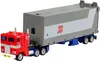 A toy truck, specifically Optimus Prime from Transformers, with its trailer attached, shown from a side angle. Produktbild-Vorschau