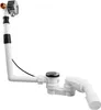 A white bathtub drain and overflow assembly with a chrome drain cover and a small gauge at the top. Produktbild-Vorschau