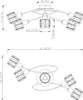 Technical drawings of a ceiling light fixture with dimensions. Podgląd zdjęcia produktu