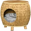 Pawhut kattenhol van riet, 2-in-1 design, kattenmand met Productafbeelding-voorbeeld 1