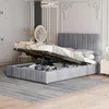 Boxspringbed 140 x 200 met fluwele bekleding, hydraulisch – Productafbeelding-voorbeeld 2