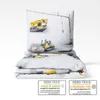 A stack of folded bedding with a construction vehicle motif. Produktbild-Vorschau