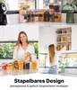 A collage of images showing storage jars filled with various food items, a woman holding jars, and a woman reaching into a cabinet filled with jars. Voir les images du produit