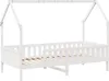 A white wooden children's bed with a house-shaped frame and slatted sides, shown against a white background. Náhled obrázku produktu