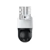 A back view of a white and black security camera with a mounting bracket. Produktbild-Vorschau