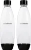 Two clear SodaStream bottles with black bases and caps are shown against a white background. Produktbild-Vorschau