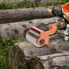 A close-up of a belt sander attachment for a chainsaw being used to debark a log in a forest setting. Náhled obrázku produktu