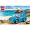 A LEGO Creator VW Beetle on a beach with the ocean in the background. Náhled obrázku produktu