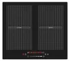 A top-down view of a black induction cooktop with two cooking zones. Produktbild-Vorschau