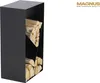A black metal firewood rack filled with logs, shown against a white background. Anteprima dell’immagine prodotto